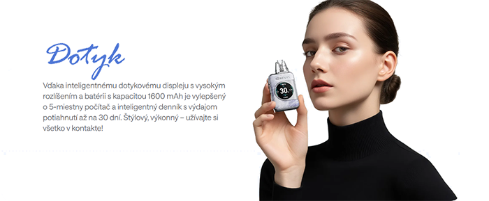 OXVA Xlim SQ Pro 2 Vďaka inteligentnému dotykovému displeju s vysokým rozlíšením a batérii s kapacitou 1600 mAh je vylepšený o 5-miestny počítač a inteligentný denník s výdajom potiahnutí až na 30 dní. Štýlový, výkonný – užívajte si všetko v kontakte